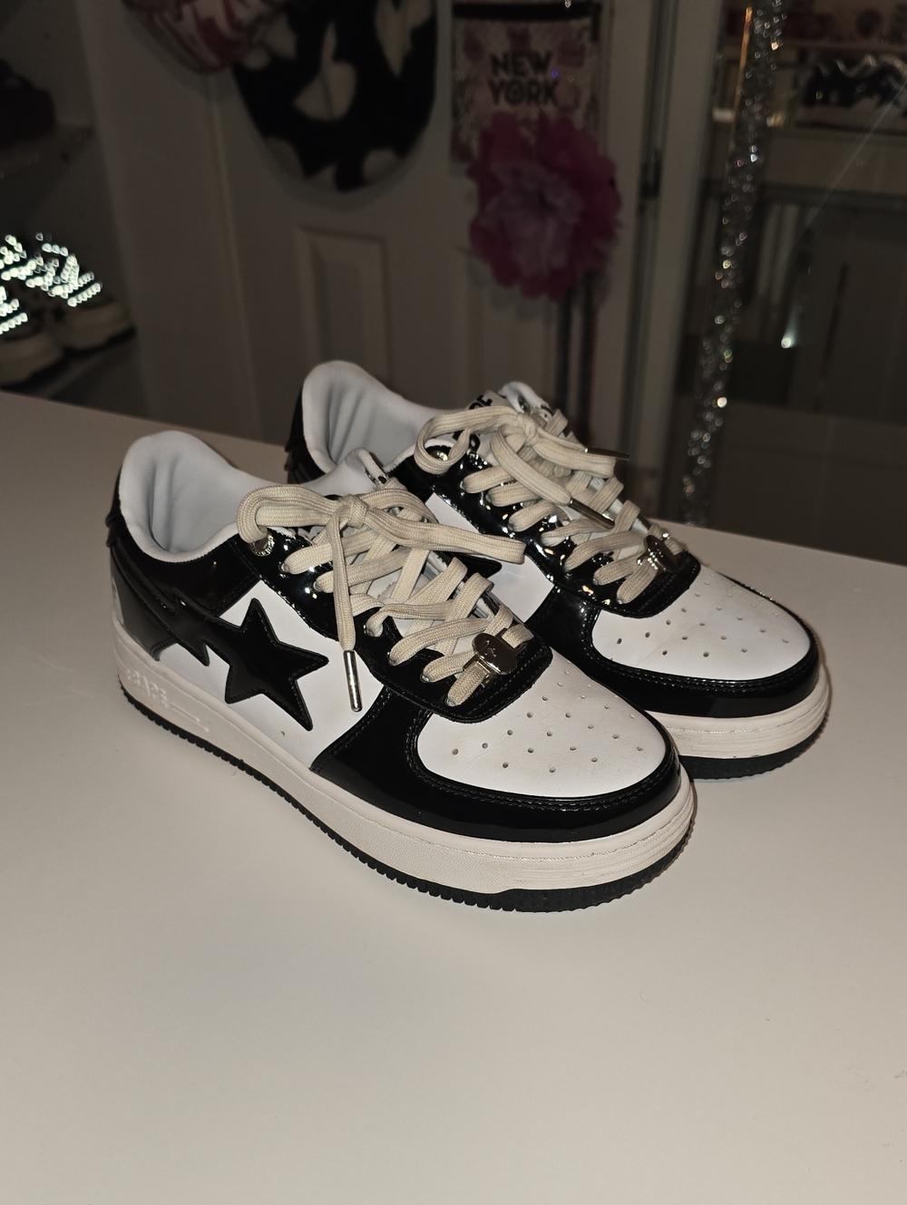 Bape Black & White Star Accent Sneakers